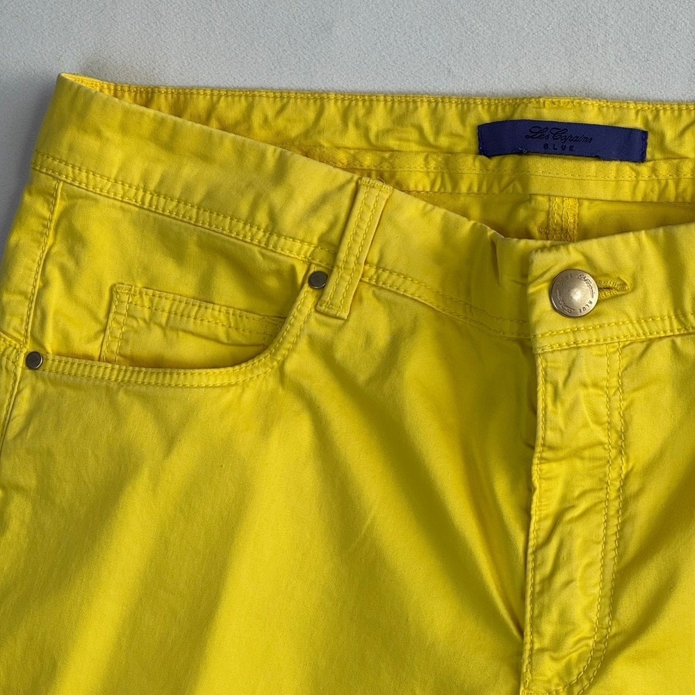 Les Copains Blue Womens Yellow Cotton Straight Leg Pants Italian summer - Picture 4 of 16